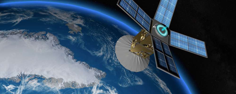 Satellite in orbit over Earth