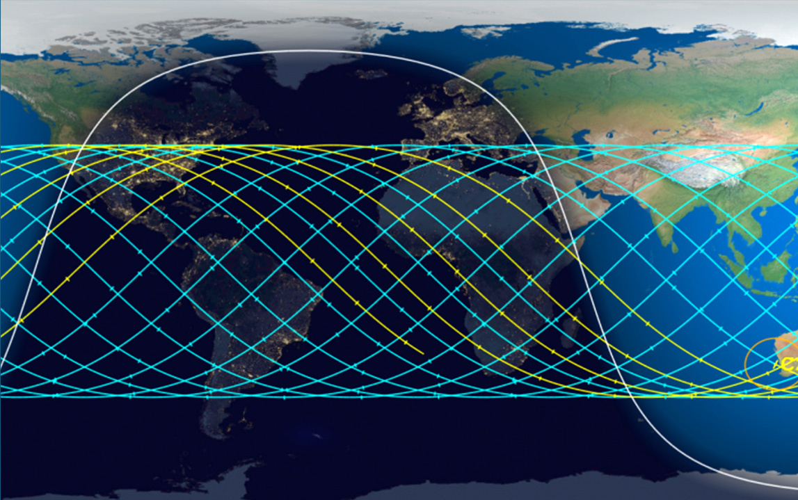Image of world map tracking space object