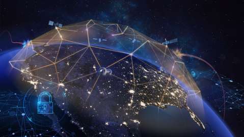 View of Golden Dome shield over United States from space