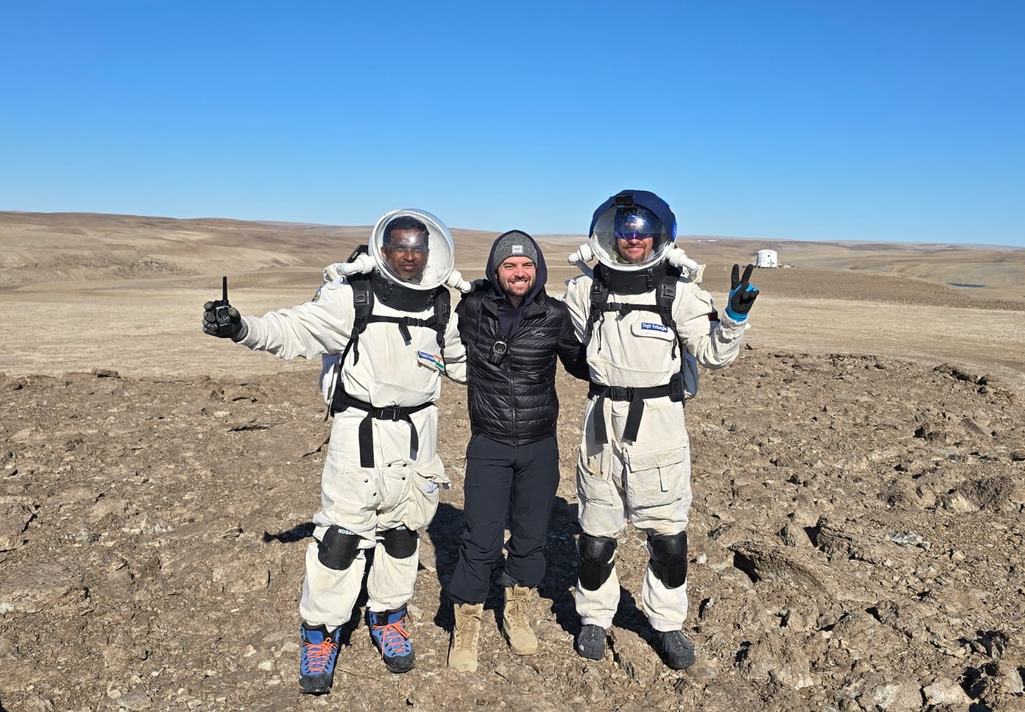 Jahn and teammates suited up at the MARS habitat.